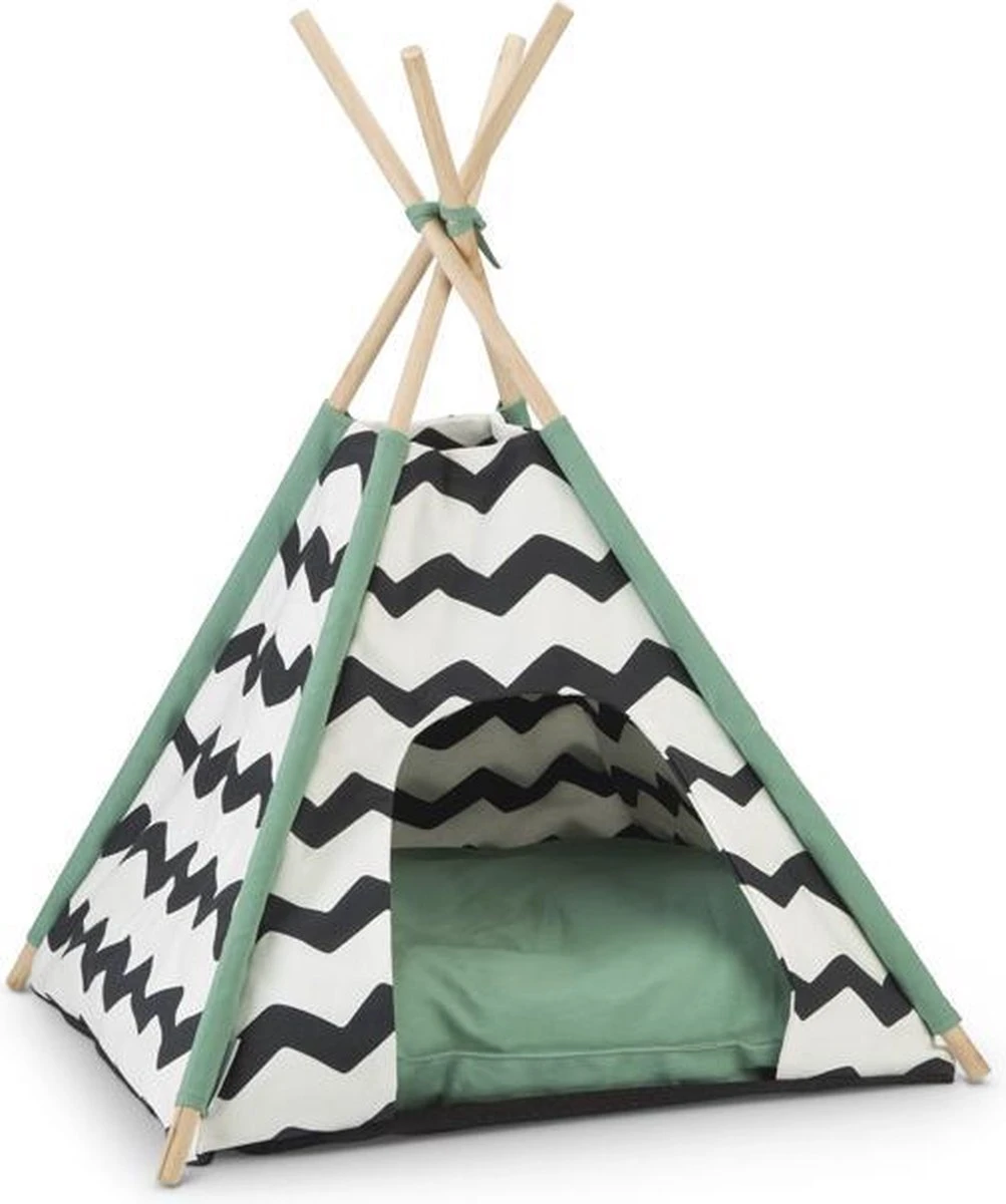 Beeztees Kioni Tipi Tent - Kattenhuis - Zwart/Wit - 50x50x70 Cm 1 Beeztees Kioni Tipi Tent - Kattenhuis - Zwart/Wit - 50x50x70 Cm