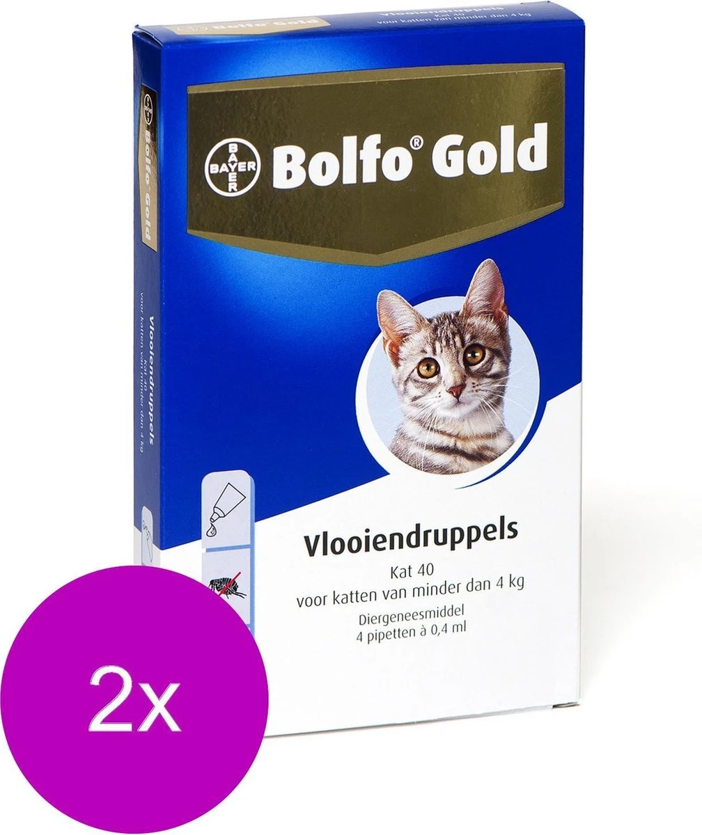 Bolfo Gold Kat 40 - Anti Vlooienmiddel - 2 X 4 Stuks 0 - 4 Kg 2 Bolfo Gold Kat 40 - Anti Vlooienmiddel - 2 X 4 Stuks 0 - 4 Kg - Afbeelding 2