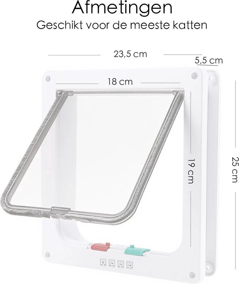 Merkloos Kattenluik - Inclusief Tunnel - 4 Vergendelingsstanden - Wit - Waterdicht - 23 X 25 X 5.5 Cm 2 Merkloos Kattenluik - Inclusief Tunnel - 4 Vergendelingsstanden - Wit - Waterdicht - 23 X 25 X 5.5 Cm - Afbeelding 2