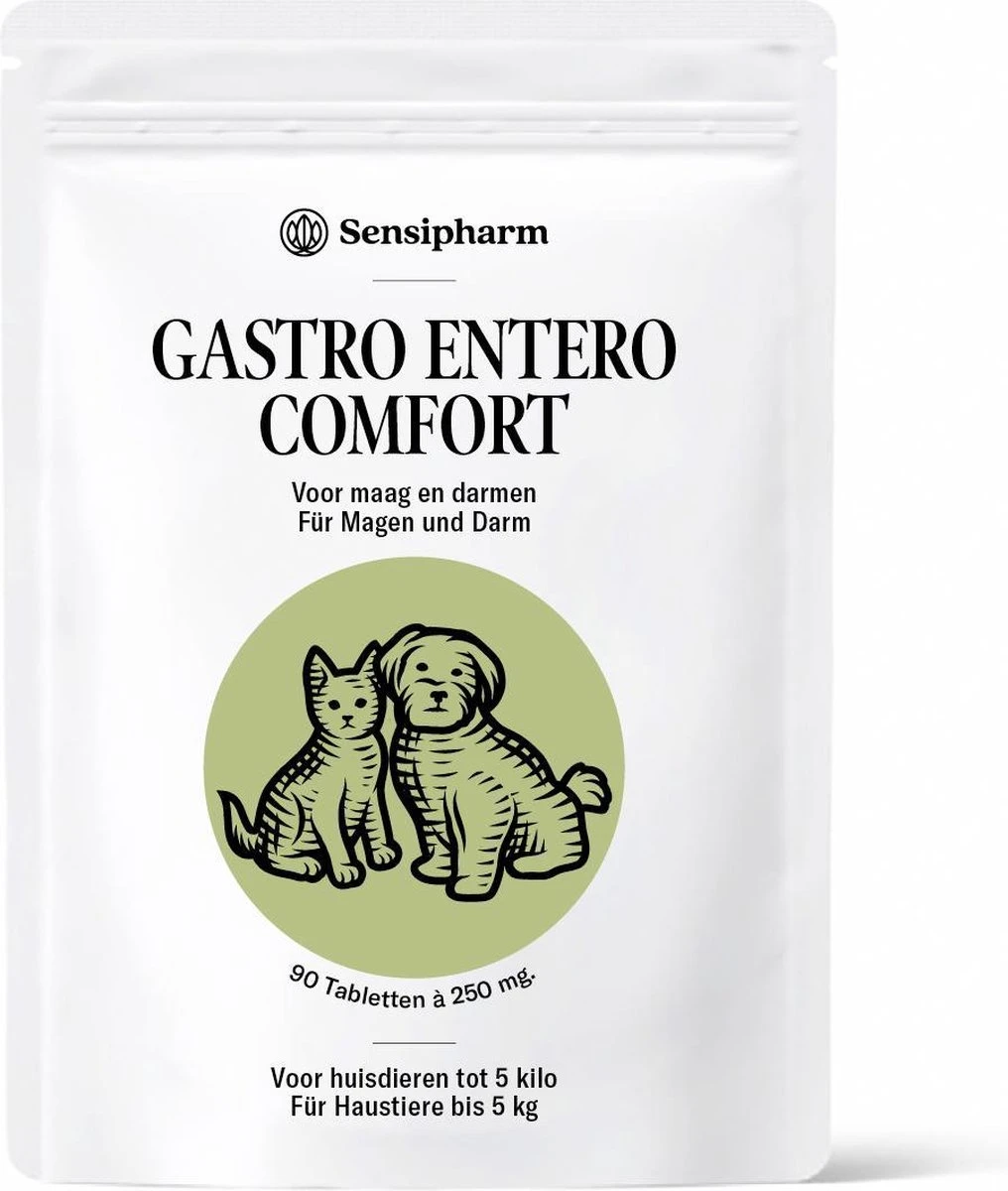 Sensipharm Gastro Entero Comfort Voor Kat, Hondje, Cavia, Konijn - Voedingssupplement Voor Maag En Darmen Bij Diarree En Overgeven - 90 Tabletten à 250 Mg 1 Sensipharm Gastro Entero Comfort Voor Kat, Hondje, Cavia, Konijn - Voedingssupplement Voor Maag En Darmen Bij Diarree En Overgeven - 90 Tabletten à 250 Mg