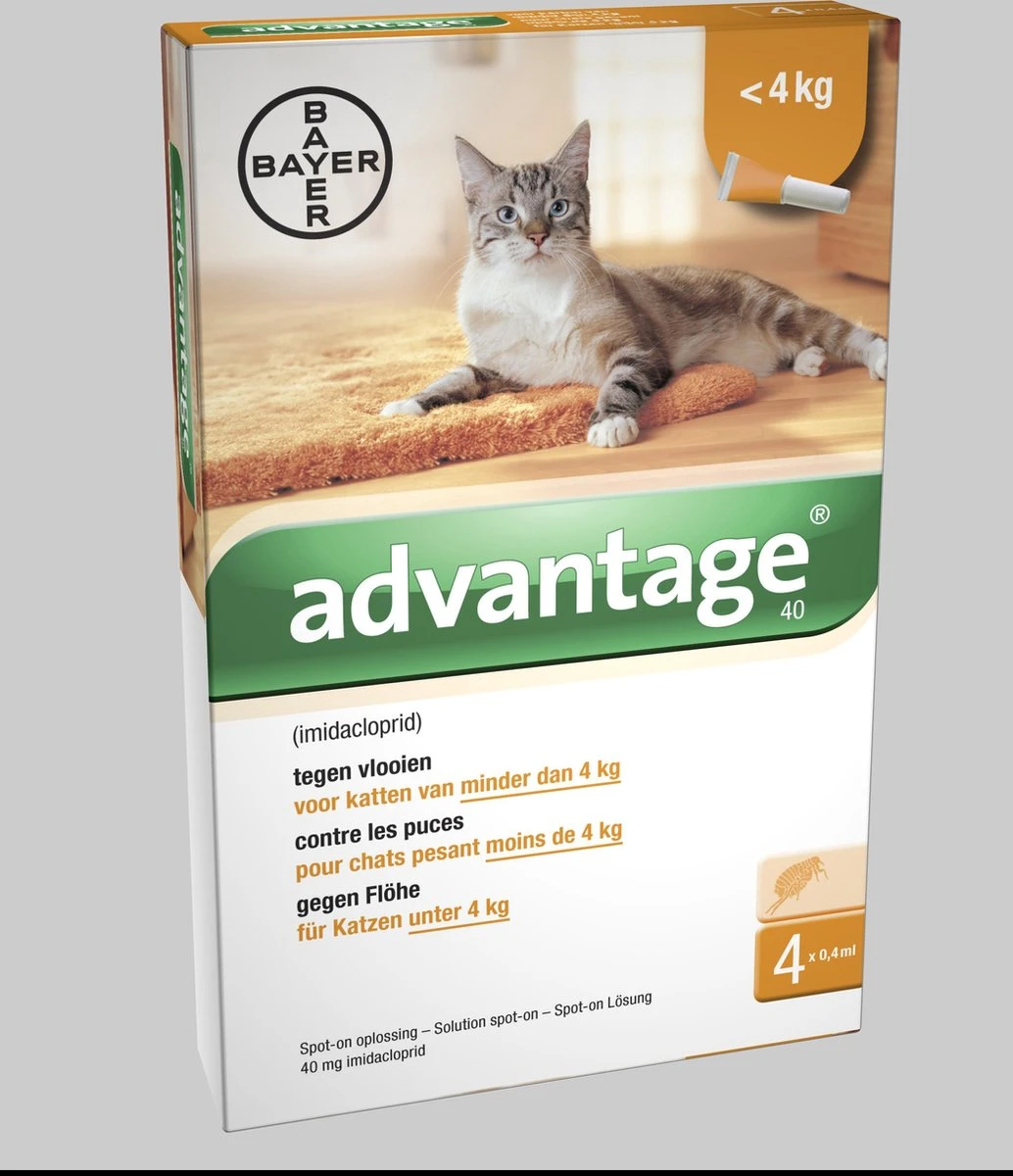 Advantage 40 Vlooiendruppels Kat Tot 4 Kg - 4 Pipetten 1 Advantage 40 Vlooiendruppels Kat Tot 4 Kg - 4 Pipetten
