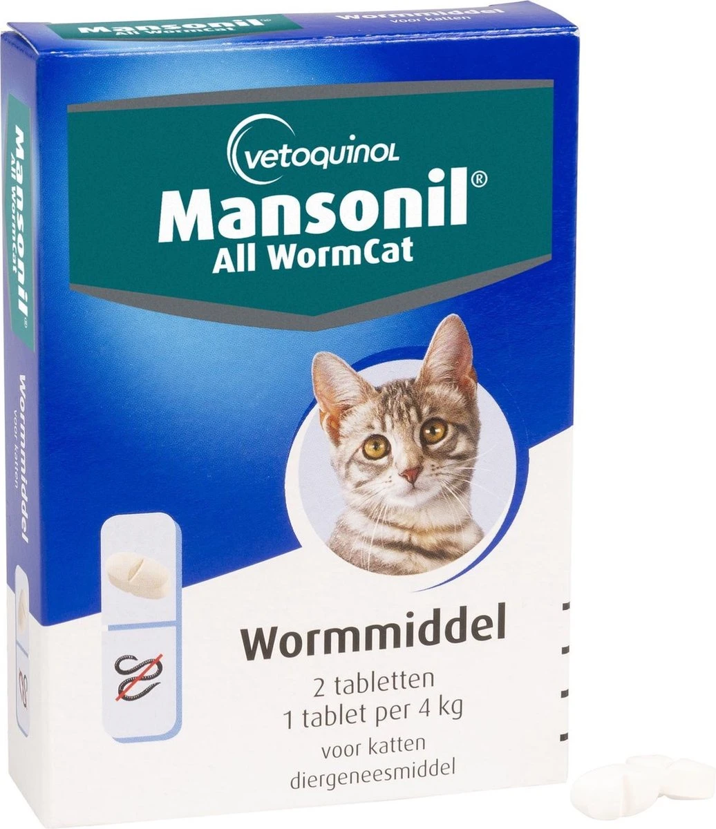 Mansonil All Worm Cat Ontworming - Kat - 2 Tabletten 3 Mansonil All Worm Cat Ontworming - Kat - 2 Tabletten - Afbeelding 3
