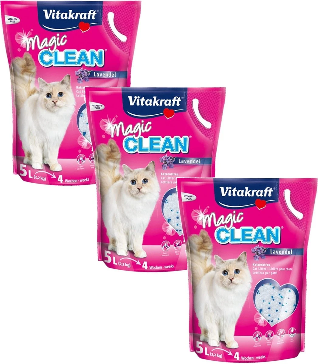 Vitakraft Magic Clean Lavendel - Kattenbakvulling - 3 X 5 L 1 Vitakraft Magic Clean Lavendel - Kattenbakvulling - 3 X 5 L