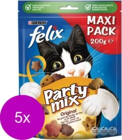Felix Party Mix - Kattensnacks Original Mix - 5 X 200g -Merkloos Winkel 1048x1200