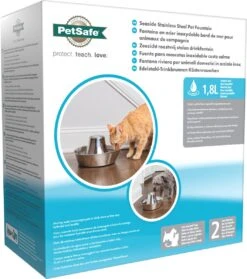 PetSafe® Seaside Stainless Steel Pet Fountain - RVS Drinkfontein Voor Katten En Kleine Honden - Water Borrelt Zacht Over De Toren - Door Het Design Van Alle Kanten Bereikbaar - 1,8 Liter - PetSafe Seaside -Merkloos Winkel 1061x1200 1