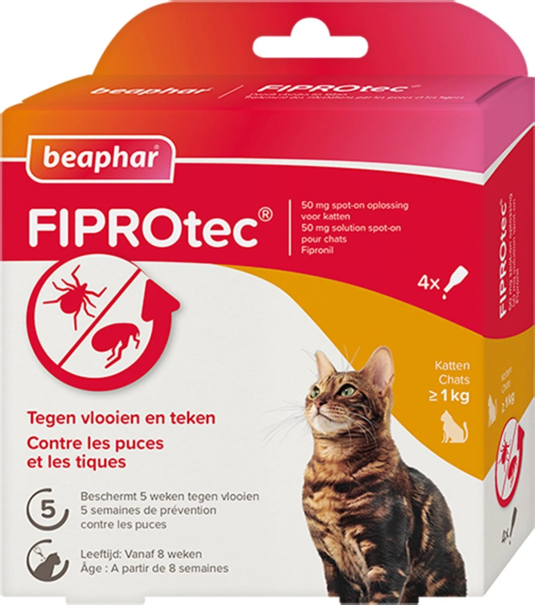 Beaphar Fiprotec Kat - Vlooienbestrijding - >1 Kg - 4 Pipetten 5 Beaphar Fiprotec Kat - Vlooienbestrijding - >1 Kg - 4 Pipetten - Afbeelding 5
