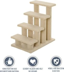 PawHut Dierentrap, Kattentrap, Hondentrap, Trap Voor Katten En Honden, 4 Treden, Beige, 63,5 X 43 X 60 Cm D30-006 -Merkloos Winkel 1072x1200 2