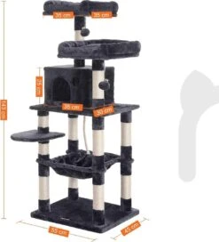 Kat Krabpaal Voor Meerdere Katten - Met Hokje En Plateaus - Grote Of Kleine Katten - Grijs En Wit -Merkloos Winkel 1088x1200 1