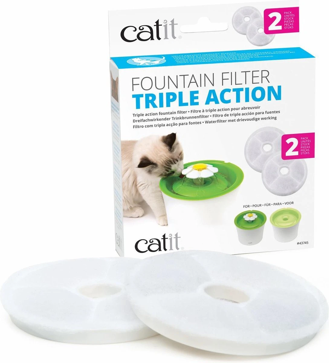 Catit Filters Triple Action 2 Pack - Kanttendrinkbak - 4 X 14.5 X 17.5 Cm Wit 4 Catit Filters Triple Action 2 Pack - Kanttendrinkbak - 4 X 14.5 X 17.5 Cm Wit - Afbeelding 4