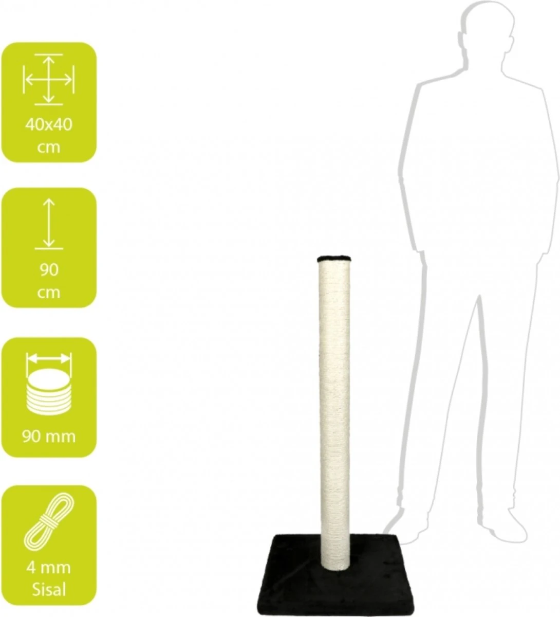 Trixie Ebi Classic Eco Highpost - Krabpaal - Zwart - 40 X 40 X 90 Cm 3 Trixie Ebi Classic Eco Highpost - Krabpaal - Zwart - 40 X 40 X 90 Cm - Afbeelding 3