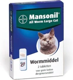 Mansonil All Worm Large Cat Ontworming - Grote Kat - 2 Tabletten -Merkloos Winkel 1094x1200 2