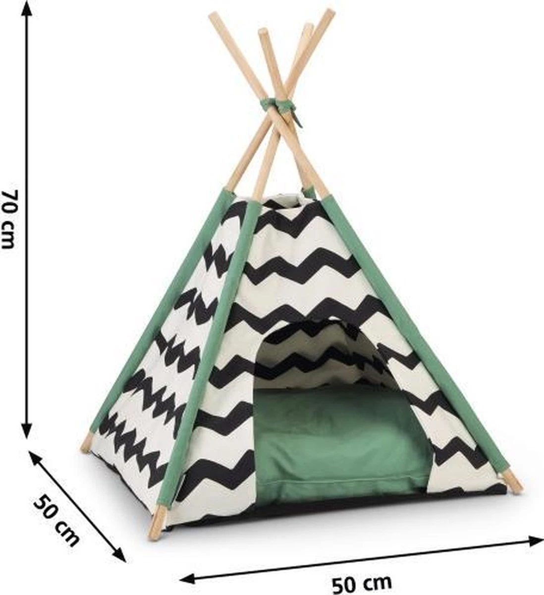 Beeztees Kioni Tipi Tent - Kattenhuis - Zwart/Wit - 50x50x70 Cm 2 Beeztees Kioni Tipi Tent - Kattenhuis - Zwart/Wit - 50x50x70 Cm - Afbeelding 2