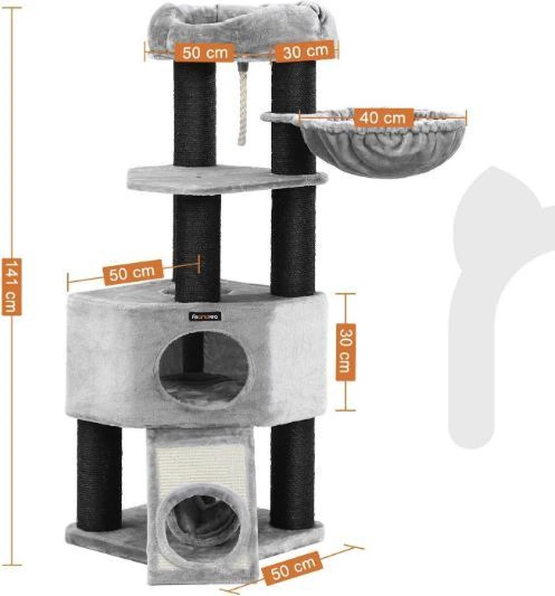 MIRA Home Krabpaal – Poezen Krabpaal – Pluche - Grijs – 52x52x42 4 MIRA Home Krabpaal – Poezen Krabpaal – Pluche - Grijs – 52x52x42 - Afbeelding 4