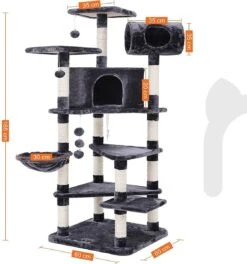 XXL Luxe Katten Krappaal Met Hangmat & Kattenhuisjes - Activity Center - Grote Krappaal Klimpaal - 165 CM Hoog - Grijs/Zwart 9 XXL Luxe Katten Krappaal Met Hangmat & Kattenhuisjes - Activity Center - Grote Krappaal Klimpaal - 165 CM Hoog - Grijs/Zwart -Merkloos Winkel 1122x1200 1