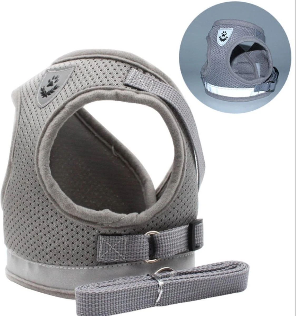 Merkloos Verstelbaar Kattentuigje Reflecterend - Kattenharnas - Kattentuig Met Looplijn - Grijs - Maat M 1 Merkloos Verstelbaar Kattentuigje Reflecterend - Kattenharnas - Kattentuig Met Looplijn - Grijs - Maat M