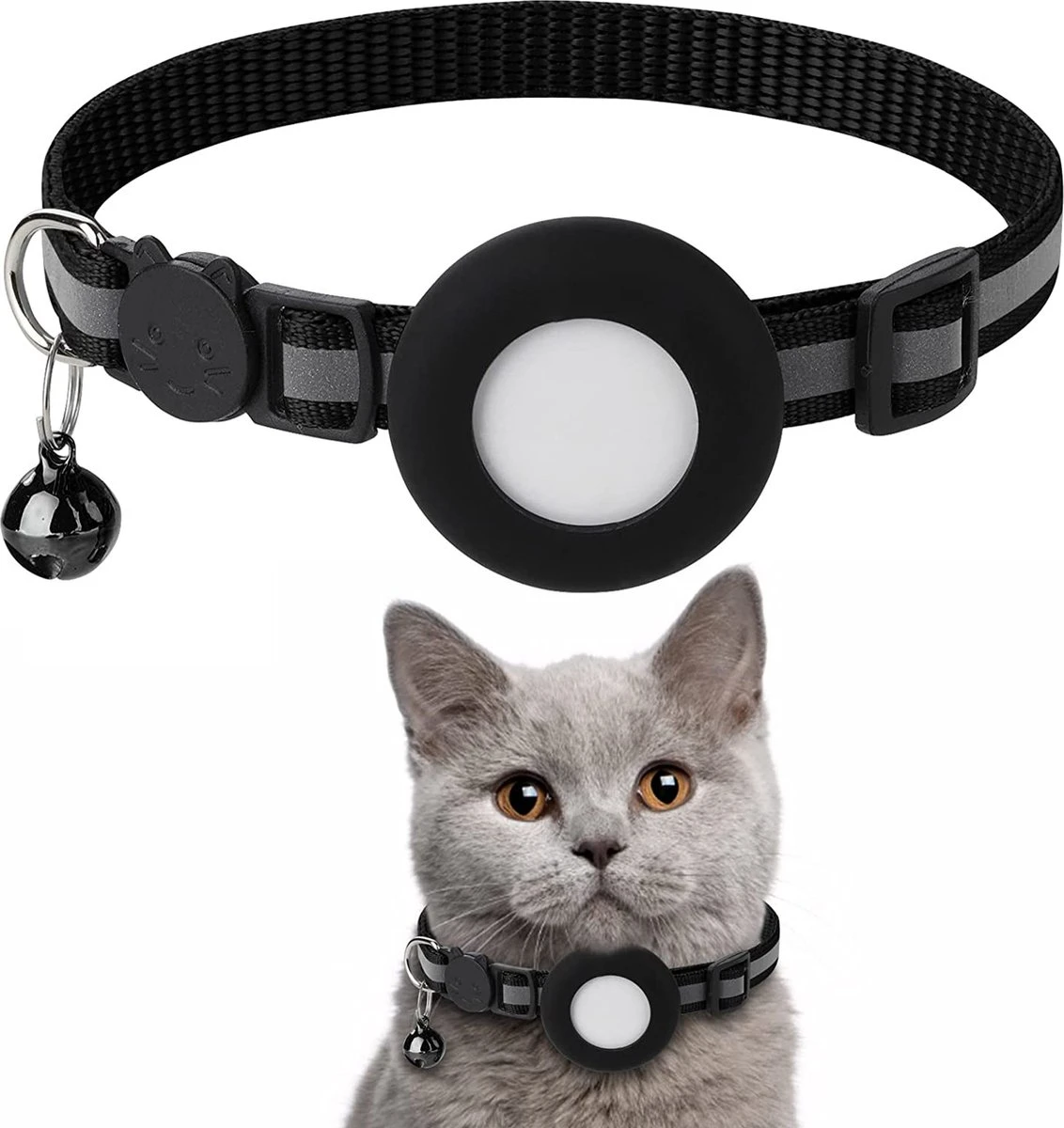 YONO Katten Halsband Geschikt Voor Apple Airtag - Kattenbandje Met Belletje En Reflecterend - GPS Kat - Zwart 1 YONO Katten Halsband Geschikt Voor Apple Airtag - Kattenbandje Met Belletje En Reflecterend - GPS Kat - Zwart