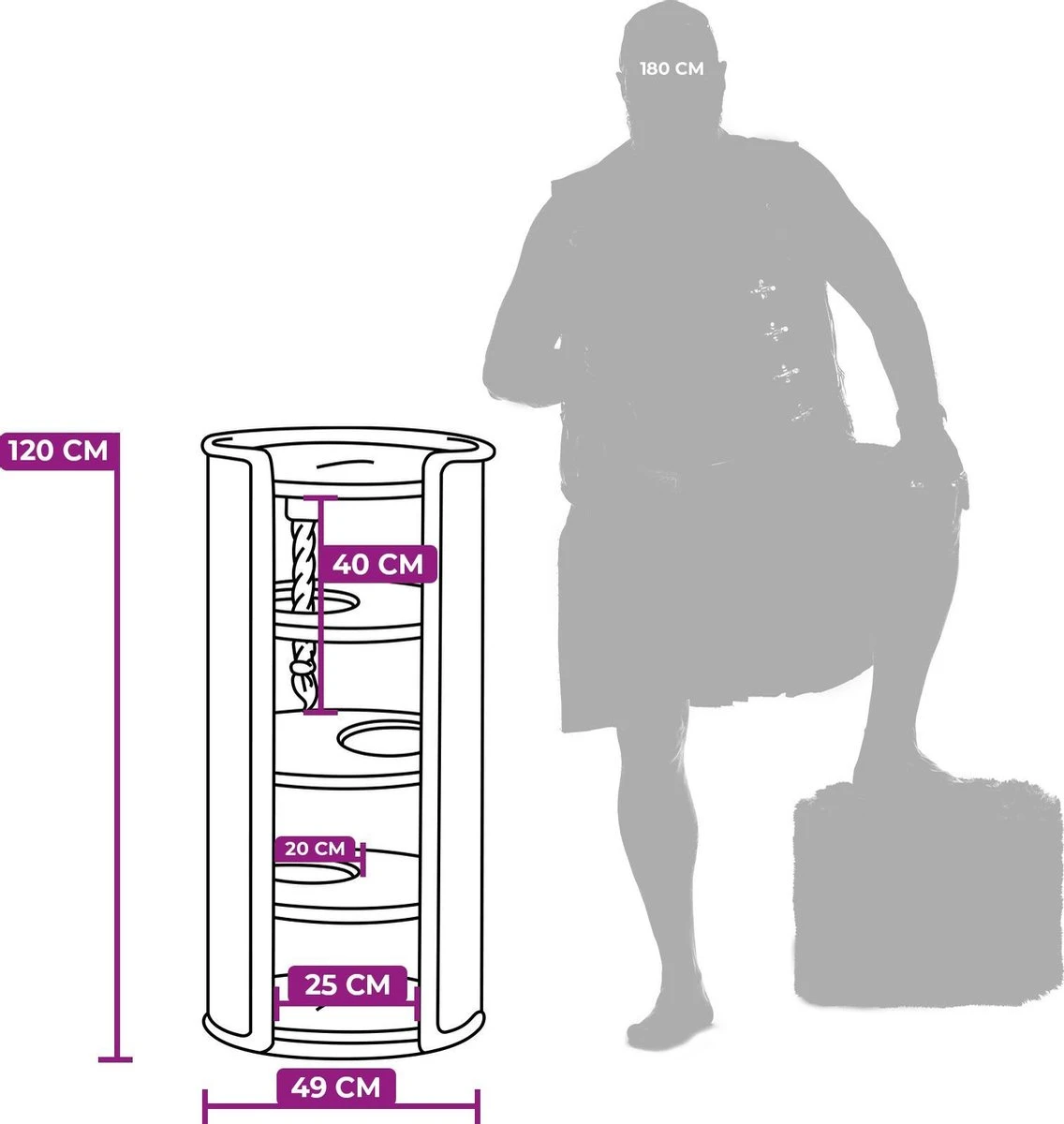 Petrebels Superdome 120 Krabton Voor Katten - Cappuccino - 49 X 49 X 120 Cm 8 Petrebels Superdome 120 Krabton Voor Katten - Cappuccino - 49 X 49 X 120 Cm - Afbeelding 8