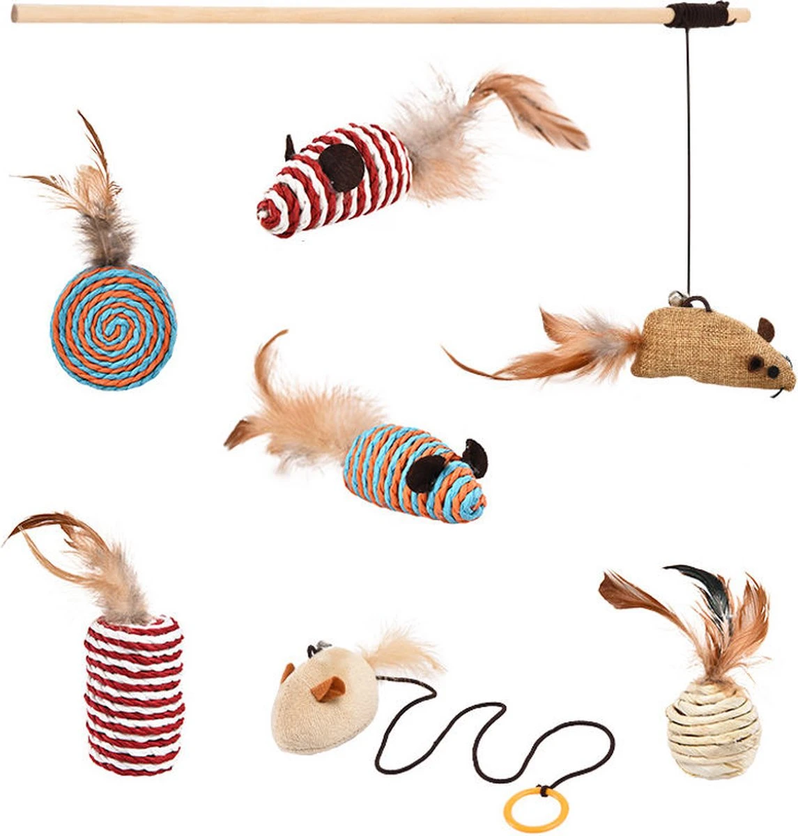 Kattenspeelgoed - Set Met 7 Kattenspeeltjes - Complete Set - Kattenhengel - Speelmuis 3 Kattenspeelgoed - Set Met 7 Kattenspeeltjes - Complete Set - Kattenhengel - Speelmuis - Afbeelding 3