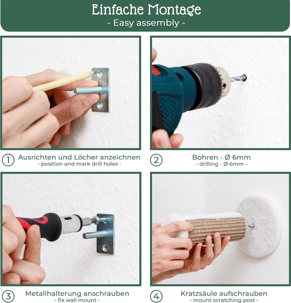 Pfotenolymp® Kattenklimwand - Wandmontage - 22 X 6 Cm - 2 Klimtreden Voor Klimlandschap - Klimboom - Klimwand Voor Katten Met Sisal 5 Pfotenolymp® Kattenklimwand - Wandmontage - 22 X 6 Cm - 2 Klimtreden Voor Klimlandschap - Klimboom - Klimwand Voor Katten Met Sisal - Afbeelding 5