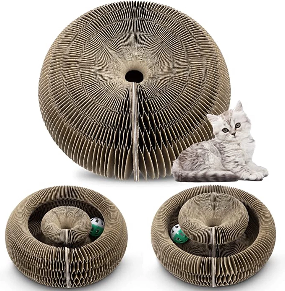 Kattenspeelgoed - Ronde, Opvouwbare En Vervormbare Krabmat Voor Katten Met Bal Met Belletjes Van Golfkartonpapier - Interactief Krabspeelgoed Voor Katten 7 Kattenspeelgoed - Ronde, Opvouwbare En Vervormbare Krabmat Voor Katten Met Bal Met Belletjes Van Golfkartonpapier - Interactief Krabspeelgoed Voor Katten - Afbeelding 7