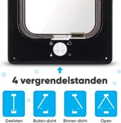 BFreshPets Kattenluik + Massageborstel - Met Tunnel - 4 Vergrendelingsstanden - Weersbestendig - Maat L - Zwart - 27 X 24 Cm -Merkloos Winkel 1177x1200 4