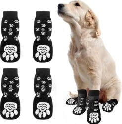 Merkloos 4x Antislip Sokken Voor Honden - Hondensokken Met Klittenbandsluiting - Hondenschoenen Pootbescherming Hond Pootbeschermer