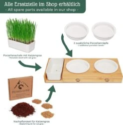 Pfotenolymp® Voederstation Met Kattengras Voor Katten - Porseleinen Kattenbak/Voedingsbak - Verhoogde Kom Set Met Kattengrasbak - Voerbak Hoog -Merkloos Winkel 1184x1200