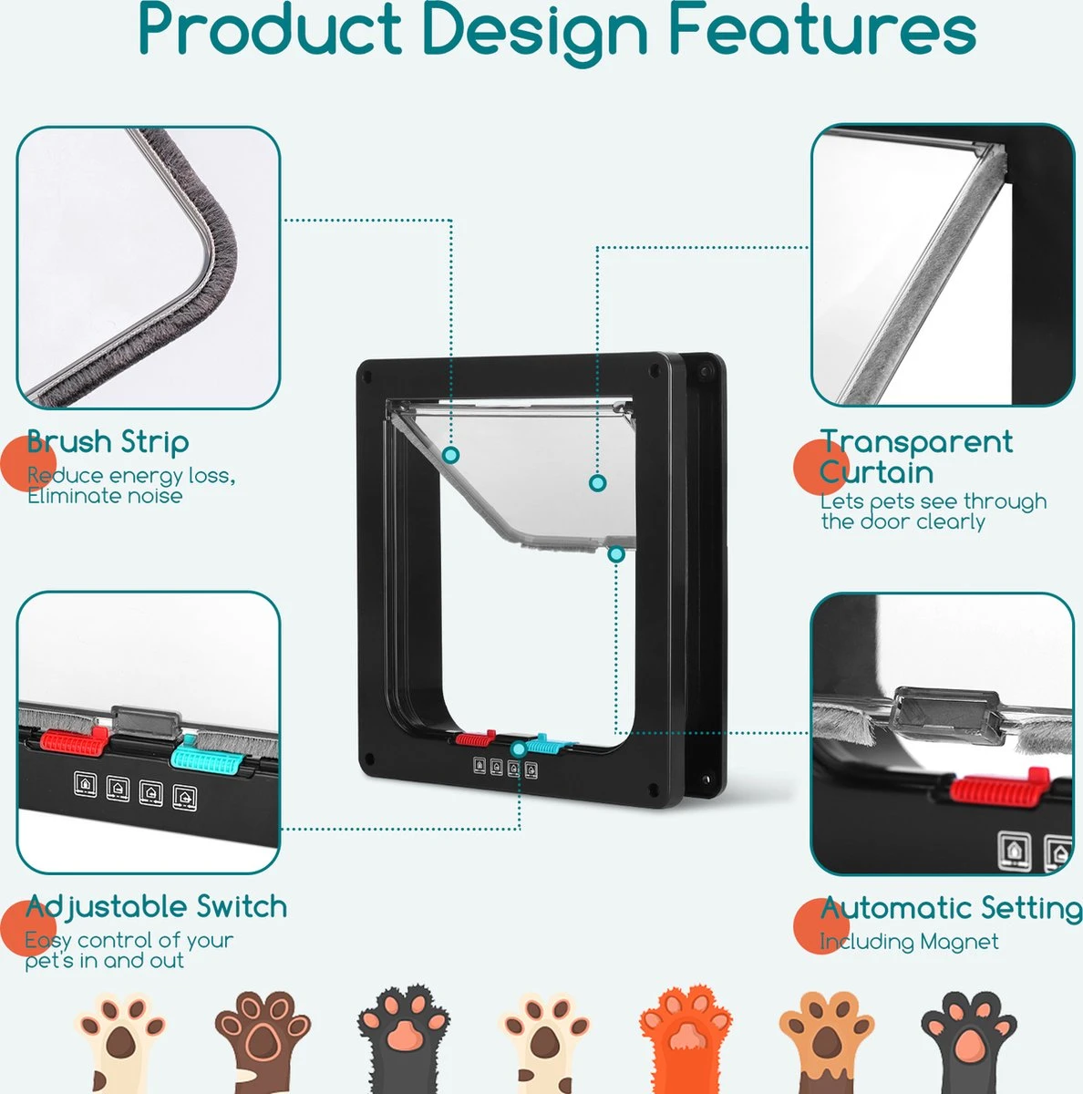 Nobleza Kattenluik Met Tunnel - 4 Vergrendelingsstanden - Weerbestendig - Binnen En Buiten - 28.5 X 25 Cm - Maat XL - Zwart 9 Nobleza Kattenluik Met Tunnel - 4 Vergrendelingsstanden - Weerbestendig - Binnen En Buiten - 28.5 X 25 Cm - Maat XL - Zwart - Afbeelding 9