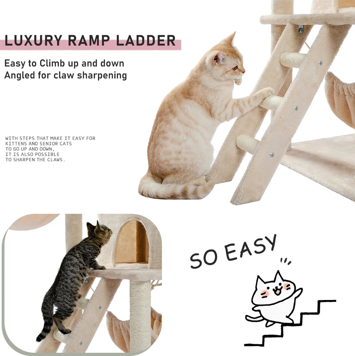 InHarmony - Katten Krab Toren Beige - Kattenkrab Toren - Katten Krabpaal - Krabpaal Kat - Krabpaal - Kattenpaal Krabpaal - Katten Paal Voor Grote Katten En Katten Paal Voor Kleine Katten 2 InHarmony - Katten Krab Toren Beige - Kattenkrab Toren - Katten Krabpaal - Krabpaal Kat - Krabpaal - Kattenpaal Krabpaal - Katten Paal Voor Grote Katten En Katten Paal Voor Kleine Katten - Afbeelding 2