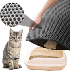 Blue Eyes Kattenbakmat, 30 Cm X 40 Cm, (!!! MAAT !!!) Kattenbakmat, Kattenbakonderlegger, Honingraatdesign, Kattenbak, Waterdicht, Dubbellaags Ontwerp, Honingraatmat (grijs) -Merkloos Winkel 1194x1200 9