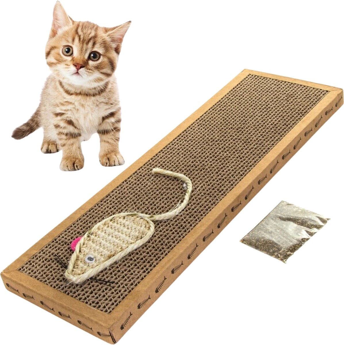 Krabmat Voor Katten - Krabplank- Incl. Kattenkruid - Karton - 38x12,5x1,8 Cm 1 Krabmat Voor Katten - Krabplank- Incl. Kattenkruid - Karton - 38x12,5x1,8 Cm
