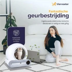 Viervoeter™ Kattenbak Zelfreinigend – Automatische Kattenbak – Zelfreinigende Kattenbak – Anti-geur – 53x58x55cm – Bedienen Via App – 65 Liter -Merkloos Winkel 1198x1200 5