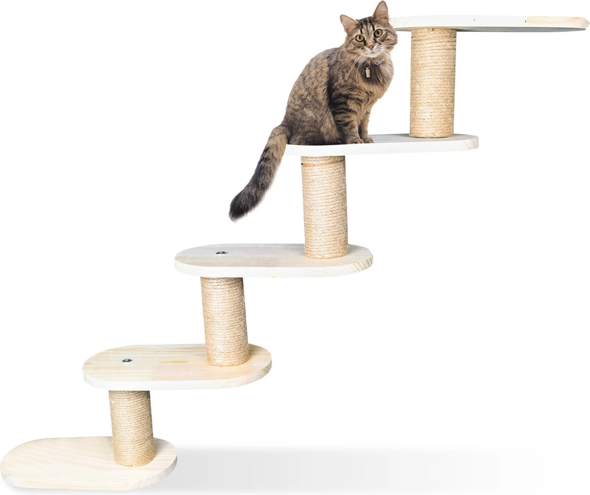 Katten Klimmuur - 4 Delig - Krabpaal - 5 Plateaus - Katten Klim Wand - Muur - Klimmuur Kat - Voor Grote Katten - Klimwand - Complete Set 1 Katten Klimmuur - 4 Delig - Krabpaal - 5 Plateaus - Katten Klim Wand - Muur - Klimmuur Kat - Voor Grote Katten - Klimwand - Complete Set