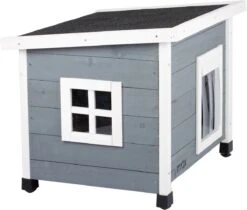 MyMax Kattenhuis - Hout - Openslaand Bitumen Dak - Kattenhuis Voor Buiten - Kattenhok - Kattenhuisje Hout - Grijs - 57*45*43CM -Merkloos Winkel 1200x1020 1