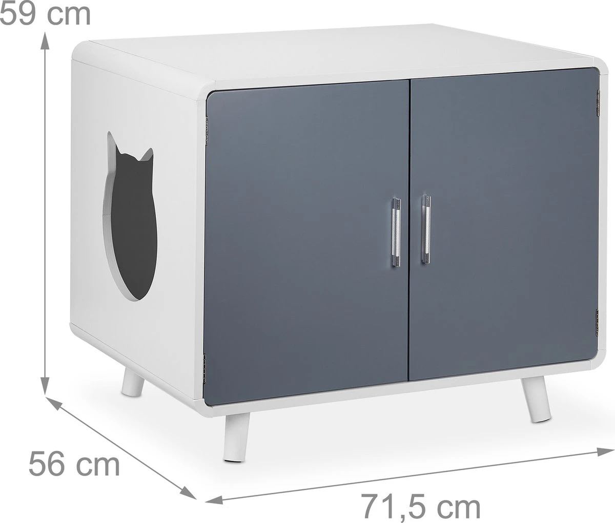 Relaxdays Kattenbak Ombouw Design - Kattenhuis Op Pootjes - Kattenmeubel Wit - Kattenkast 5 Relaxdays Kattenbak Ombouw Design - Kattenhuis Op Pootjes - Kattenmeubel Wit - Kattenkast - Afbeelding 5