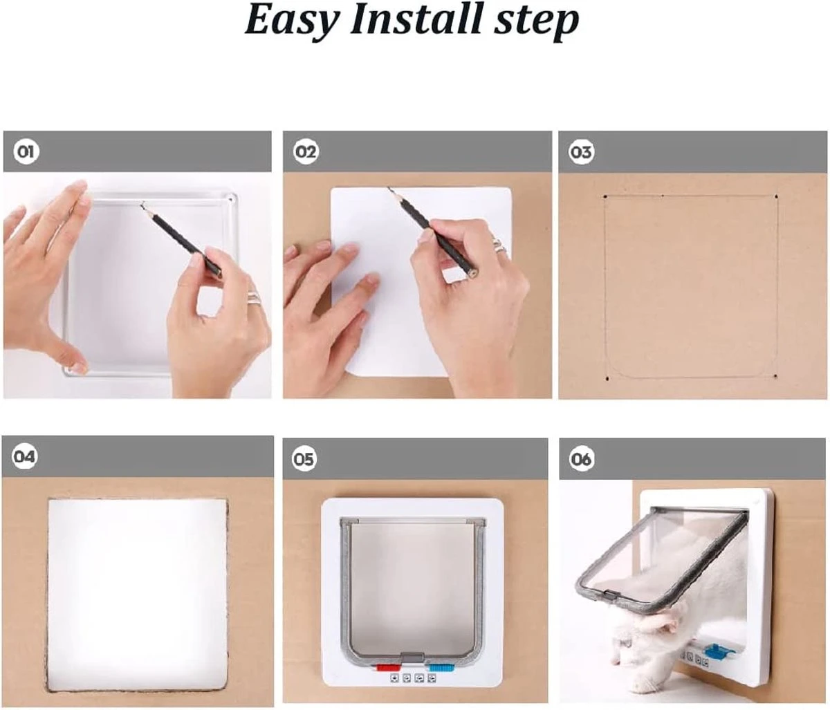 DOWO® - Kattenklep - Kattenluik - Kattenluikje - 4-weg Magneetsluiting Huisdierklep, Eenvoudige Installatie Kattendeur Huisdierendeur Aan De Muur, Houten Deur, Upvc Binnendeur, Baksteenwanden, Houten Deuren (M - Buitenmaat 19 X20 Cm) 8 DOWO® - Kattenklep - Kattenluik - Kattenluikje - 4-weg Magneetsluiting Huisdierklep, Eenvoudige Installatie Kattendeur Huisdierendeur Aan De Muur, Houten Deur, Upvc Binnendeur, Baksteenwanden, Houten Deuren (M - Buitenmaat 19 X20 Cm) - Afbeelding 8