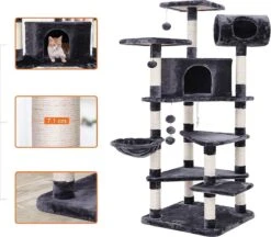 XXL Luxe Katten Krappaal Met Hangmat & Kattenhuisjes - Activity Center - Grote Krappaal Klimpaal - 165 CM Hoog - Grijs/Zwart 11 XXL Luxe Katten Krappaal Met Hangmat & Kattenhuisjes - Activity Center - Grote Krappaal Klimpaal - 165 CM Hoog - Grijs/Zwart -Merkloos Winkel 1200x1049 1