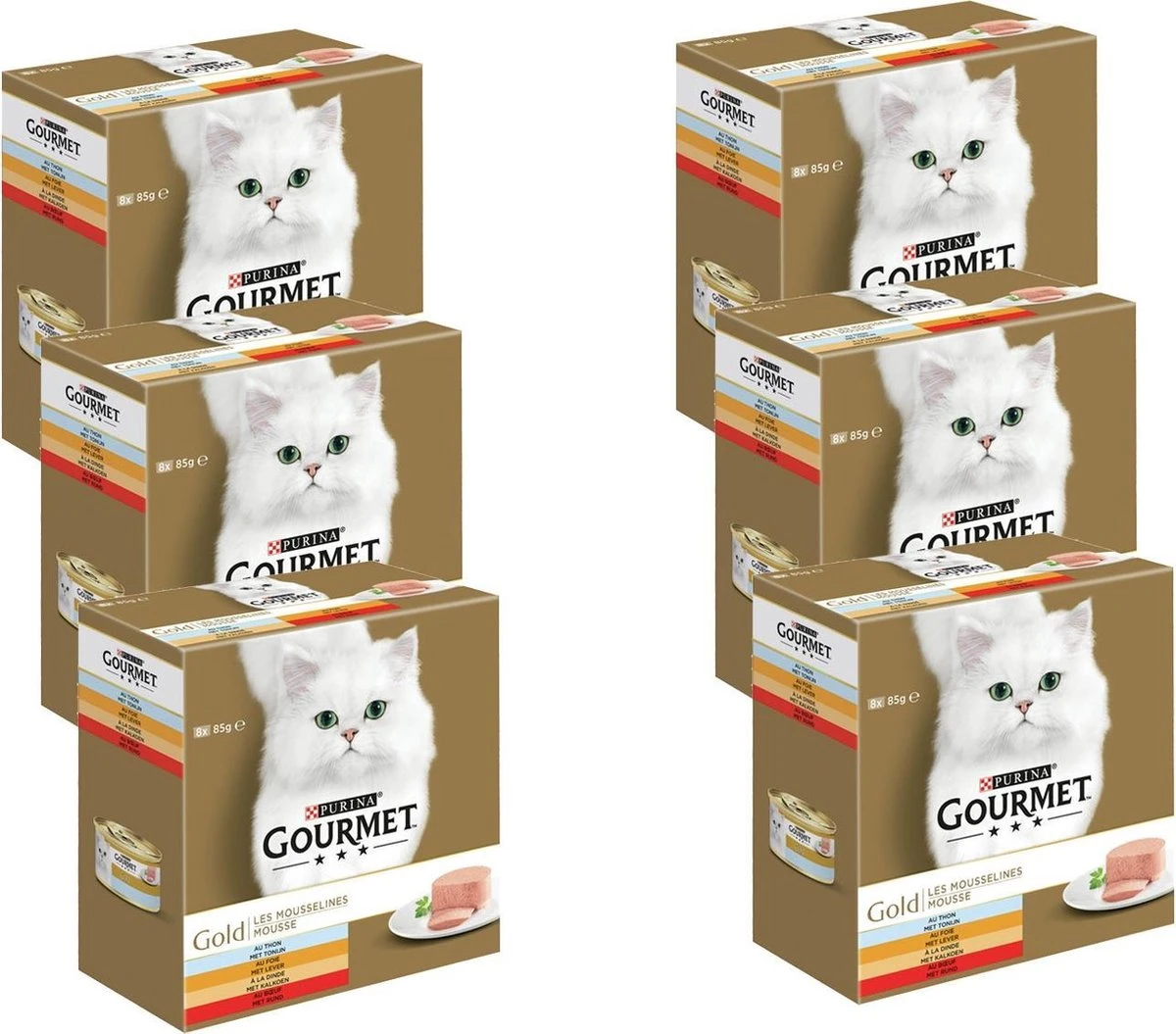 Gourmet Gold Mousse - Kattenvoer Natvoer - Met Tonijn, Lever, Kalkoen, Rund - 48 X 85 G 2 Gourmet Gold Mousse - Kattenvoer Natvoer - Met Tonijn, Lever, Kalkoen, Rund - 48 X 85 G - Afbeelding 2