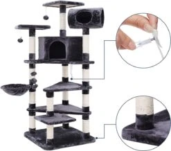 XXL Luxe Katten Krappaal Met Hangmat & Kattenhuisjes - Activity Center - Grote Krappaal Klimpaal - 165 CM Hoog - Grijs/Zwart 10 XXL Luxe Katten Krappaal Met Hangmat & Kattenhuisjes - Activity Center - Grote Krappaal Klimpaal - 165 CM Hoog - Grijs/Zwart -Merkloos Winkel 1200x1057 6