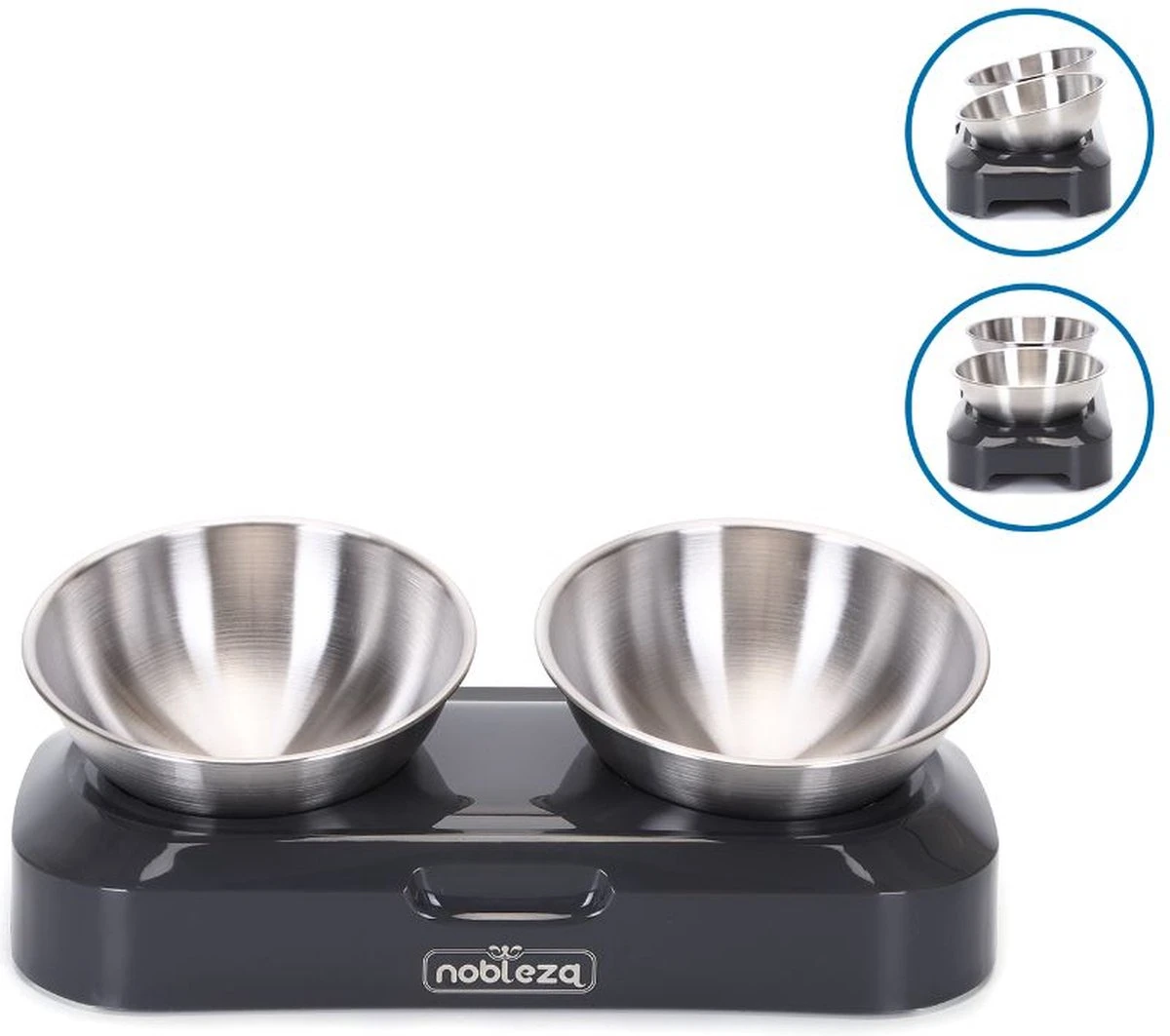 Nobleza Katten Voerbakjes - Ergonomische Dubbele Voerbak - Anti Braak Voerbak Voor Katten - Zwart - Dubbel - RVS 9 Nobleza Katten Voerbakjes - Ergonomische Dubbele Voerbak - Anti Braak Voerbak Voor Katten - Zwart - Dubbel - RVS - Afbeelding 9
