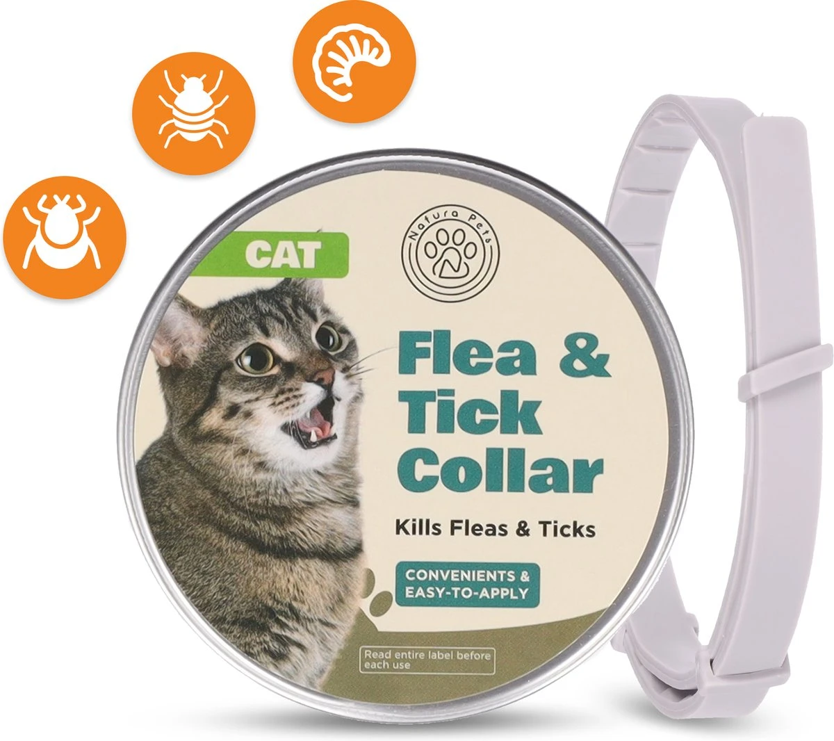 Nafurapets Vlooienband Voor Kat – Anti Vlooien – Teken Band – 100% Natuurlijk – 8 Maanden Bescherming – Grote & Kleine Kat 1 Nafurapets Vlooienband Voor Kat – Anti Vlooien – Teken Band – 100% Natuurlijk – 8 Maanden Bescherming – Grote & Kleine Kat