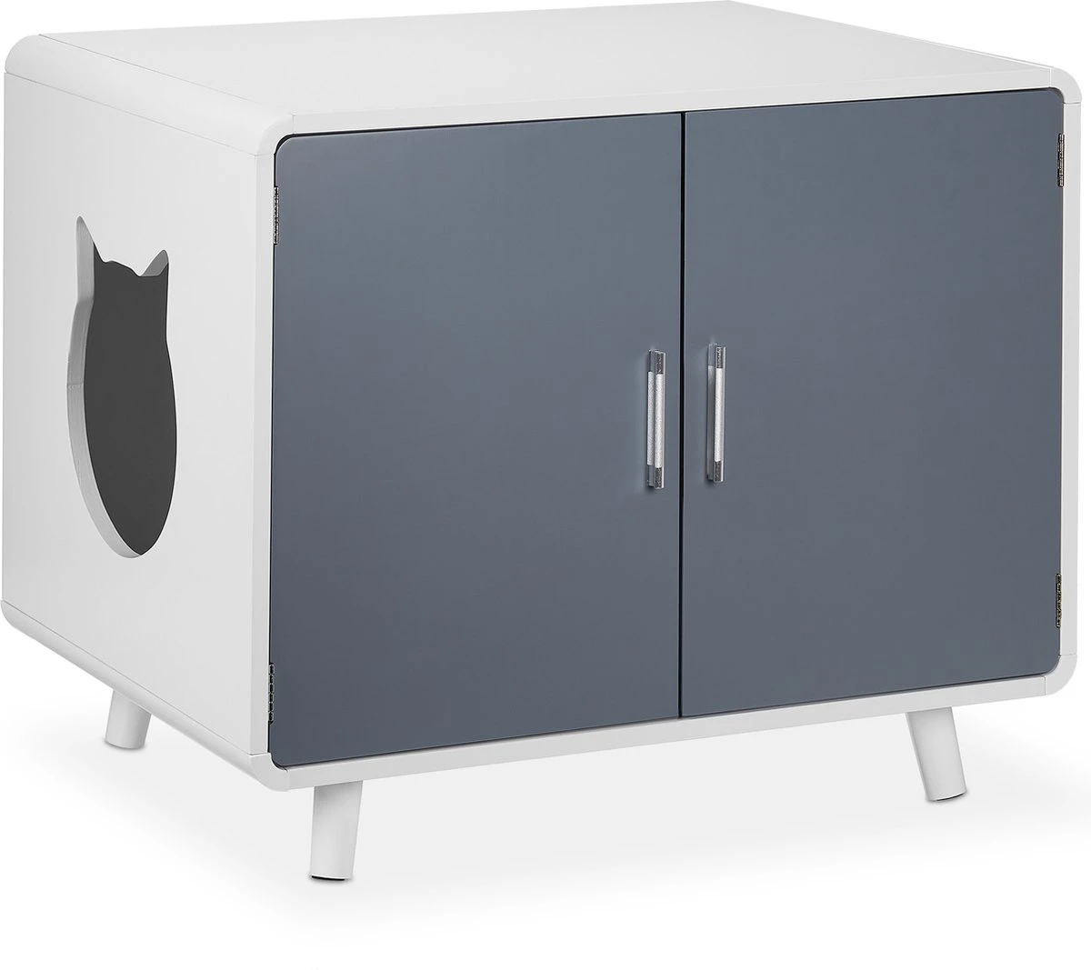 Relaxdays Kattenbak Ombouw Design - Kattenhuis Op Pootjes - Kattenmeubel Wit - Kattenkast 8 Relaxdays Kattenbak Ombouw Design - Kattenhuis Op Pootjes - Kattenmeubel Wit - Kattenkast - Afbeelding 8