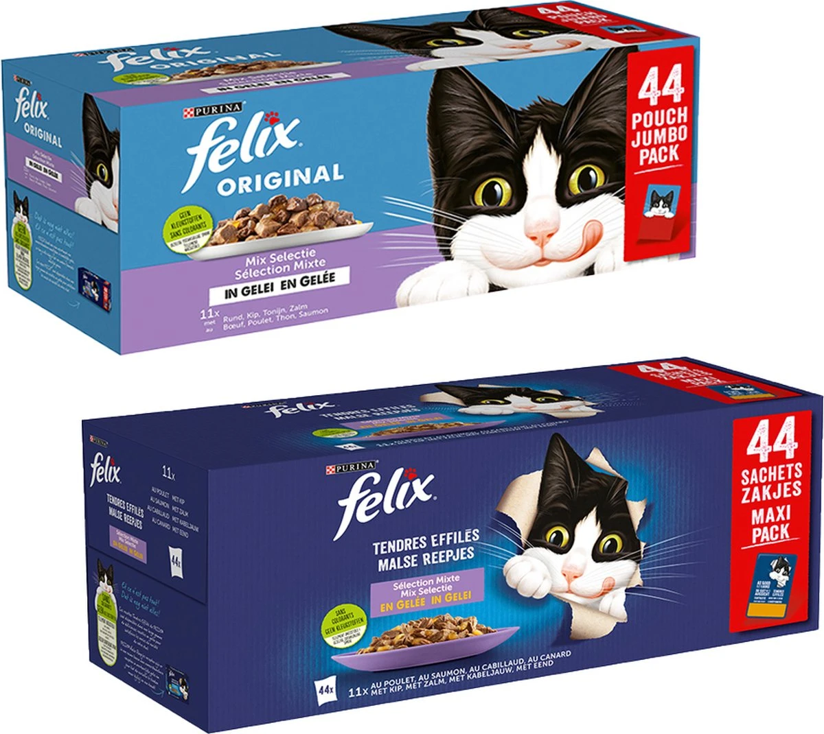 Felix Natte Kattenvoeding Mix DUOPACK - 88 Zakjes - 7,48kg 1 Felix Natte Kattenvoeding Mix DUOPACK - 88 Zakjes - 7,48kg