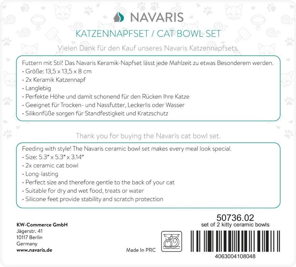 Navaris Voerbakjes Voor Katten - Set Van 2 Voer- En Waterbakken - Etensbak Van Keramiek - Met Antislip Voetjes - Kattenvorm - Roze/Groen 2 Navaris Voerbakjes Voor Katten - Set Van 2 Voer- En Waterbakken - Etensbak Van Keramiek - Met Antislip Voetjes - Kattenvorm - Roze/Groen - Afbeelding 2