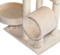 PawHut Kattenboom Kattenkrabboom Speelgoed Tunnel Katten Klimboom Krabboom Beige D30-191 -Merkloos Winkel 1200x1093 3
