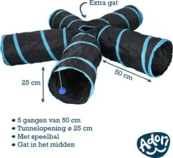 Adori Katten Tunnel 5 Gangen - Kattenspeelgoed - Ø25x50 Cm Zwart -Merkloos Winkel 1200x1094 2