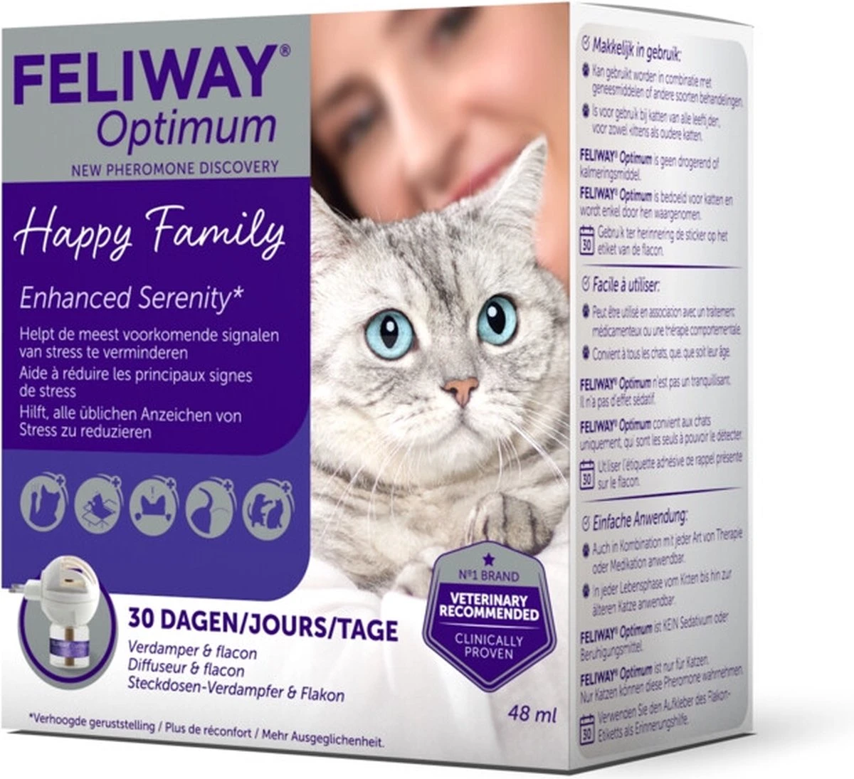 Feliway Optimum - Startset - 1 Verdamper Met 1 Vulling - 48 Ml - Anti-stress Voor Kat 5 Feliway Optimum - Startset - 1 Verdamper Met 1 Vulling - 48 Ml - Anti-stress Voor Kat - Afbeelding 5