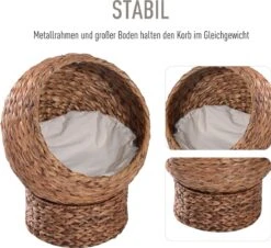 PawHut Kattenmand Rotan Kattennest Kattenbed Met Kussen Huisdierbed Bruin D30-104 -Merkloos Winkel 1200x1096 6