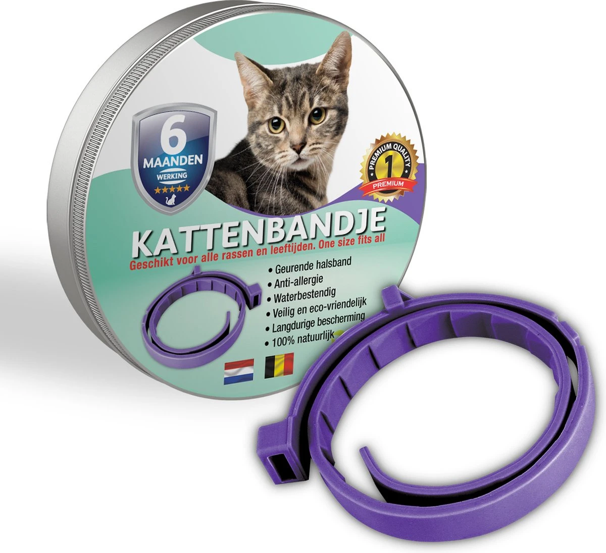 Natuurlijke Vlooienband - Katten - Paars - Zonder Giftige Pesticiden - 100% Natuurlijk - Vlooien En Teken - Milieuvriendelijk - Geur Halsband 1 Natuurlijke Vlooienband - Katten - Paars - Zonder Giftige Pesticiden - 100% Natuurlijk - Vlooien En Teken - Milieuvriendelijk - Geur Halsband