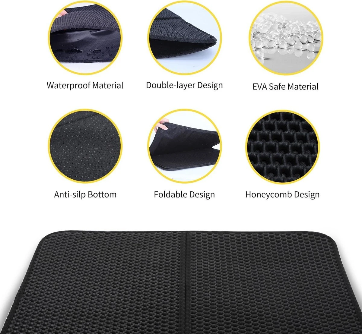 Nobleza Kattenbakmat - Kattenmat Met Filter - Kattenbak Accessoires - Grit Opvanger - 3 Lagen - Waterdicht - 60x45 Cm - Opvouwbaar - Zwart 3 Nobleza Kattenbakmat - Kattenmat Met Filter - Kattenbak Accessoires - Grit Opvanger - 3 Lagen - Waterdicht - 60x45 Cm - Opvouwbaar - Zwart - Afbeelding 3